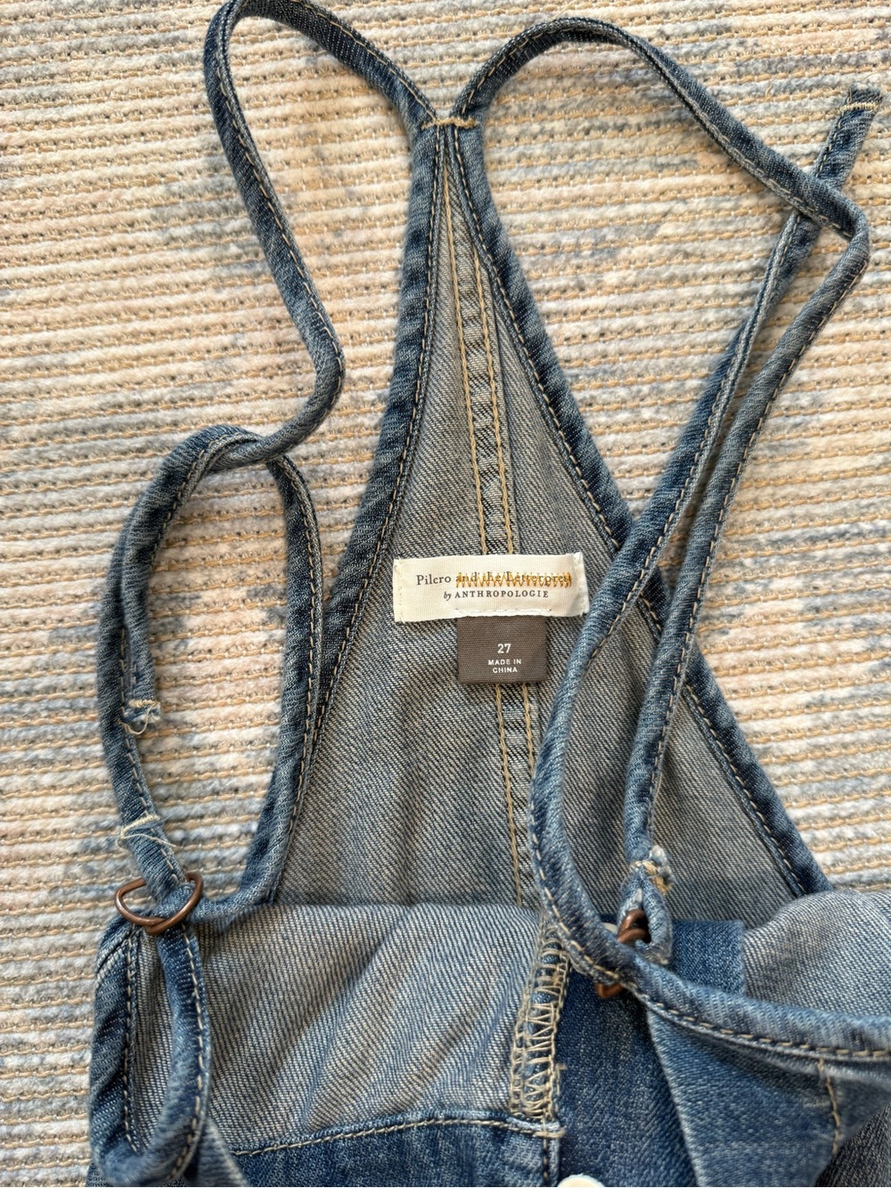 Anthropologie Faded Blue Denim Overalls with Adjustable Straps - Picture 3 of 5